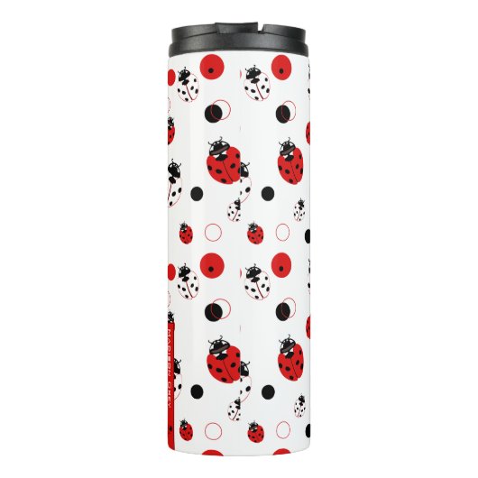 Eenvoudig rood, zwart en wit ladybug-patroon thermosbeker (Achterkant)