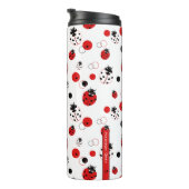 Eenvoudig rood, zwart en wit ladybug-patroon thermosbeker (Geroteerd rechts)