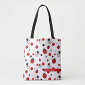 Eenvoudig rood, zwart en wit ladybug-patroon tote bag (Voorkant)