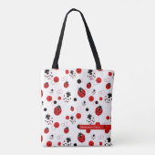 Eenvoudig rood, zwart en wit ladybug-patroon tote bag (Achterkant)