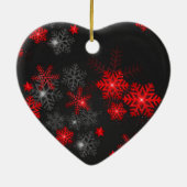 Eenvoudig rood zwart Ornament met sneeuwvlokken (Achterkant)