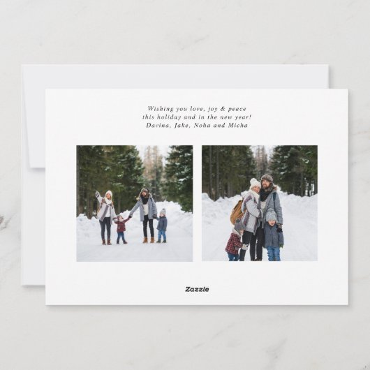 Eenvoudig Rood Zwart Plaid Border 3 Foto's Kerstmi Feestdagenkaart (Achterkant)