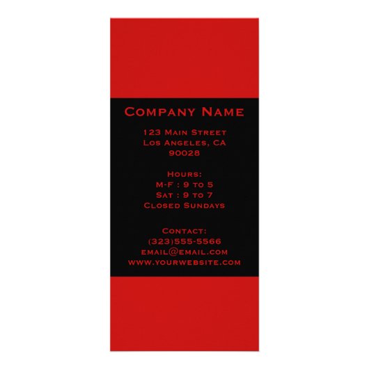 eenvoudig rood zwart reclamekaart (Voorkant)