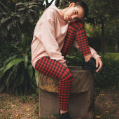 Eenvoudig Rood Zwart Rustiek Chique Buffalo Contro Leggings