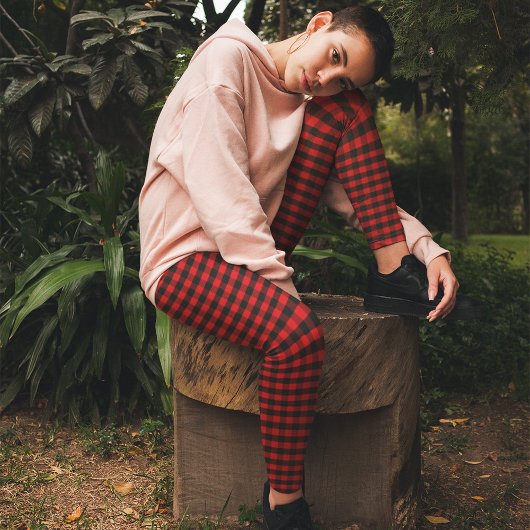 Eenvoudig Rood Zwart Rustiek Chique Buffalo Contro Leggings