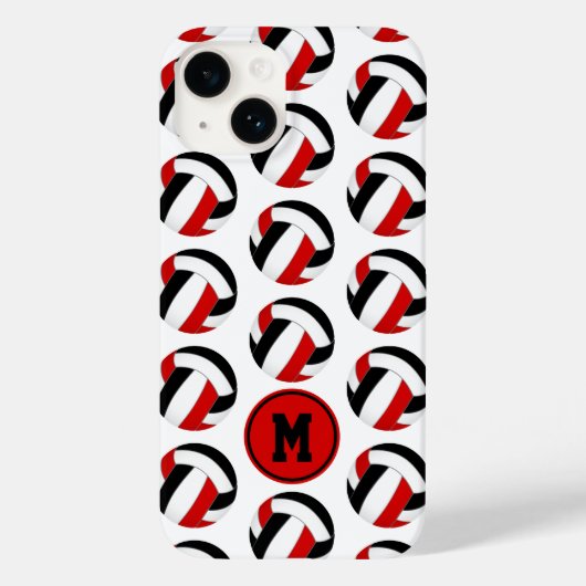 Eenvoudig rood zwart volleyballen patroon monogram Case-Mate iPhone case (Achterkant)
