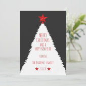 Eenvoudig rood zwart wit glitter Star-kerstmis Feestdagenkaart (Staand voorkant)