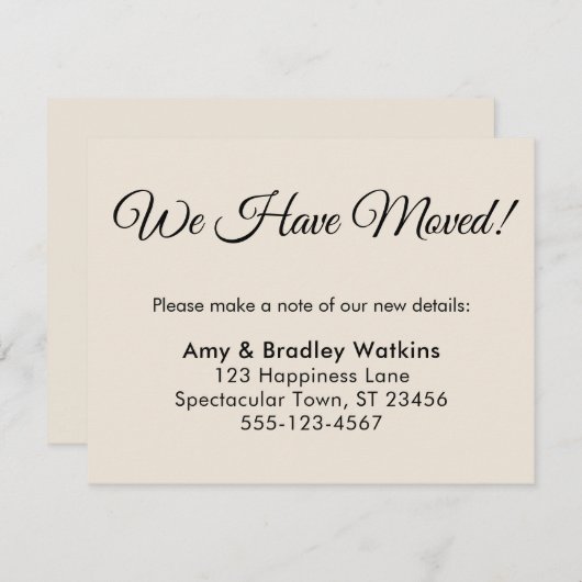 Eenvoudig room We hebben adreswijziging verplaatst Informatiekaartje (Voorkant / Achterkant)