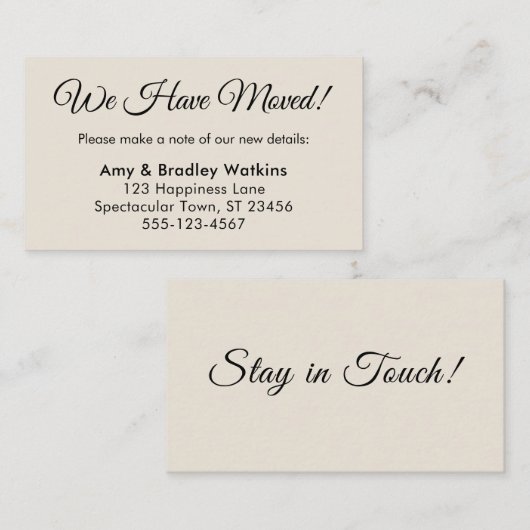 Eenvoudig room We hebben adreswijziging verplaatst Informatiekaartje (Voorkant / Achterkant)