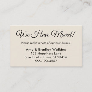 Eenvoudig room We hebben adreswijziging verplaatst Informatiekaartje