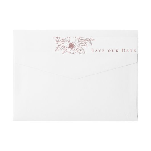 Eenvoudig Roos Anemone Art Floral Save the Date (Achterkant)