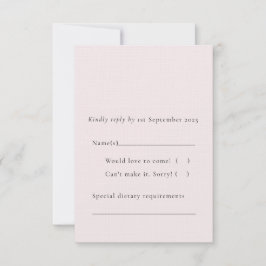 Eenvoudig Roos Blush Soft Elegant Minimalist Plain RSVP Kaartje