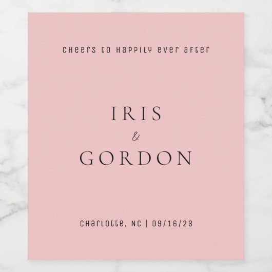 Eenvoudig Roos bruiloft Wijn Etiket (Enkel label)