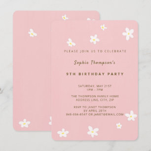 Eenvoudig Roos Cute Daisies Girl Birthday Kaart