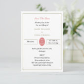 Eenvoudig Roos en groen Gepersonaliseerd Save The Date (Staand voorkant)