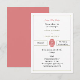Eenvoudig Roos en groen Gepersonaliseerd Save The Date
