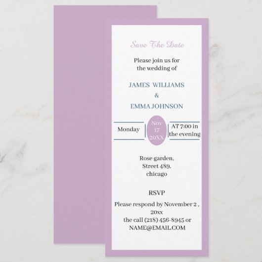 Eenvoudig Roos gepersonaliseerd Sla de datum op Kaart (Voorkant / Achterkant)