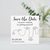 Eenvoudig Roos Gold Black White-lijnverbinding Save The Date (Staand voorkant)