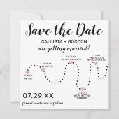 Eenvoudig Roos Gold Black White-lijnverbinding Save The Date (Voorkant)