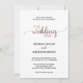 Eenvoudig Roos Gold Calligraphy Wedding Kaart (Voorkant)