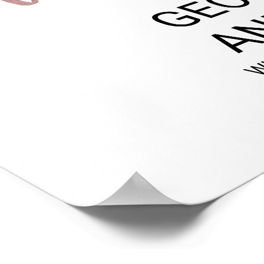 Eenvoudig Roos Gold Calligraphy Weduwen Welkom Poster (Hoek)