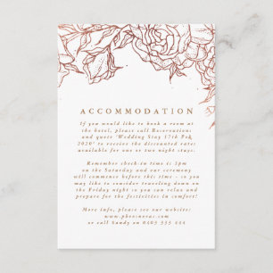 Eenvoudig Roos Gold Copper Elegant Floral Wedding Informatiekaartje