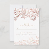 Eenvoudig Roos Gold Copper Elegant Floral Wedding RSVP Kaartje (Voorkant)