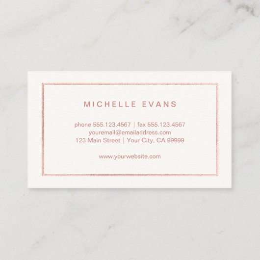 Eenvoudig Roos Gold en Ivory Visitekaartje (Achterkant)