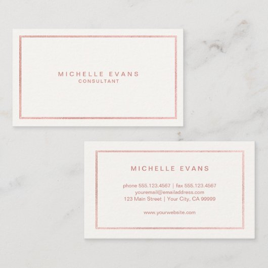 Eenvoudig Roos Gold en Ivory Visitekaartje (Voorkant / Achterkant)