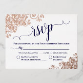 Eenvoudig Roos Gold- en marineverbinding RSVP Folie Uitnodiging Briefkaart (Voorkant)