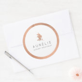 Eenvoudig Roos Gold Floral Luxury Boutique Ronde Sticker (Envelop)