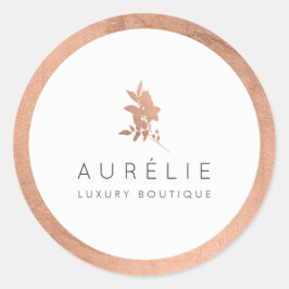 Eenvoudig Roos Gold Floral Luxury Boutique Ronde Sticker
