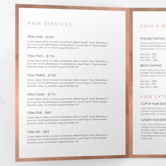 Eenvoudig Roos Gold Floral Luxury Salon Brochure Drieluik Kaart (Binnenzijde eerst)