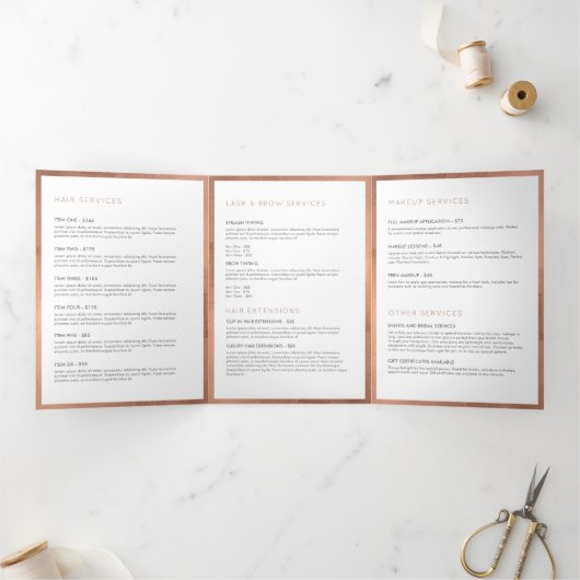 Eenvoudig Roos Gold Floral Luxury Salon Brochure Drieluik Kaart (Binnen)