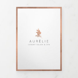 Eenvoudig Roos Gold Floral Luxury Salon Brochure Drieluik Kaart