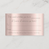 Eenvoudig Roos Gold Heart Cadeaubon Beauty Afsprakenkaartje (Achterkant)
