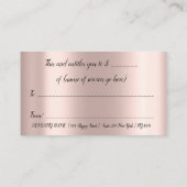 Eenvoudig Roos Gold Heart Cadeaubon Beauty VIP Afsprakenkaartje (Achterkant)