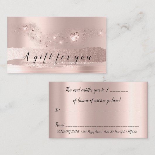 Eenvoudig Roos Gold Heart Cadeaubon Beauty VIP Afsprakenkaartje (Voorkant / Achterkant)