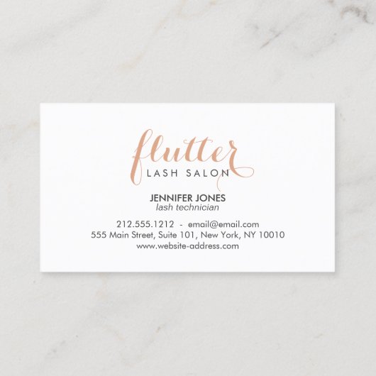 Eenvoudig Roos Gold Lash Salon Logo Afspraak Afsprakenkaartje (Achterkant)