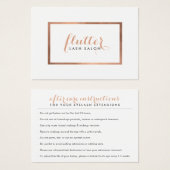 Eenvoudig Roos Gold Lash Salon Logo Nazorg Kaart (Voorkant /achterkant)