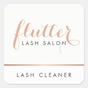 Eenvoudig Roos Gold Lash Salon Logo Vierkante Sticker