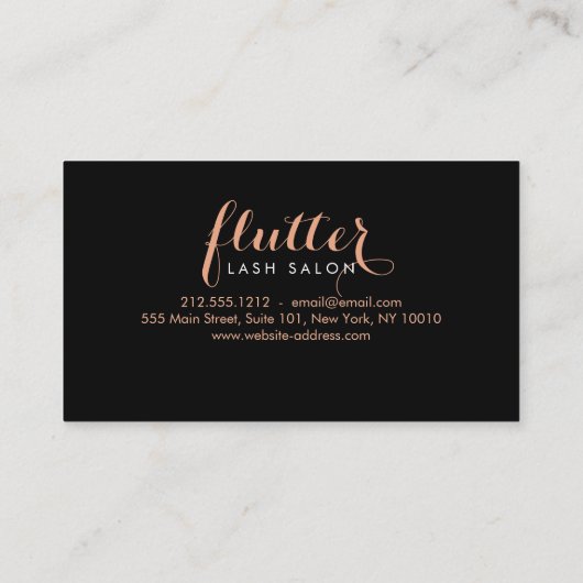 Eenvoudig Roos Gold Lash Salon Logo Zwart Loyalite Klantenkaartje (Achterkant)