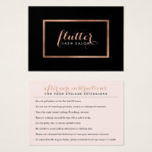 Eenvoudig Roos Gold Lash Salon Logo Zwart Nazorg Visitekaartje (Voorkant /achterkant)