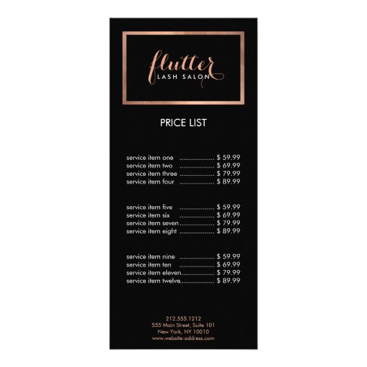 Eenvoudig Roos Gold Lash Salon Logo Zwart Reclamekaart (Voorkant)