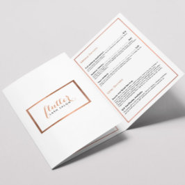 Eenvoudig Roos Gold Lash Salon Prijs Lijst Brochur Drieluik Kaart