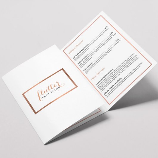 Eenvoudig Roos Gold Lash Salon Prijs Lijst Brochur Drieluik Kaart