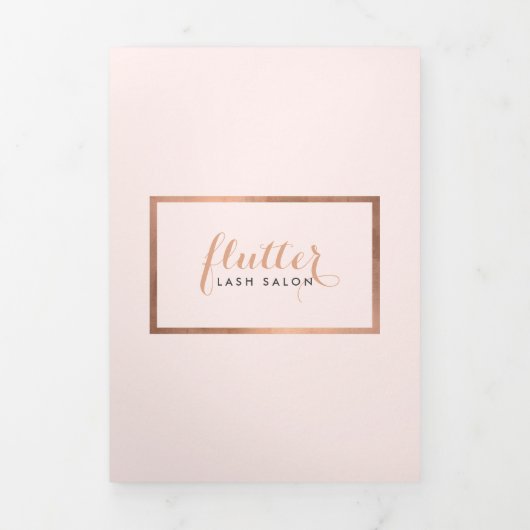Eenvoudig Roos Gold Lash Salon Roze Brochure Drieluik Kaart (Cover)