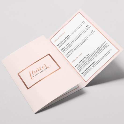Eenvoudig Roos Gold Lash Salon Roze Brochure Drieluik Kaart