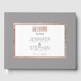 Eenvoudig Roos Gold Lijst Slate Grey Wedding Gastenboek