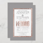 Eenvoudig Roos Gold Lijst Slate Grey Wedding Kaart (Voorkant / Achterkant)